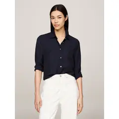 TOMMY HILFIGER - Camisa Gold Button De Viscosa Azul