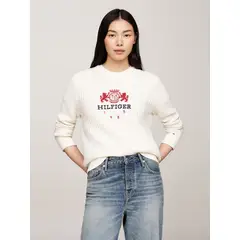 TOMMY HILFIGER - Sweater Con Logo Varsity Crest Blanco