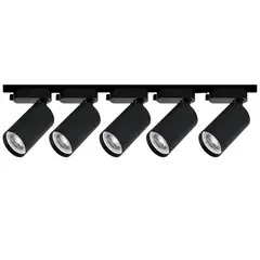 WANT - Lámpara 5 Focos Negros 35W con Riel de1 metro Luz Cálida