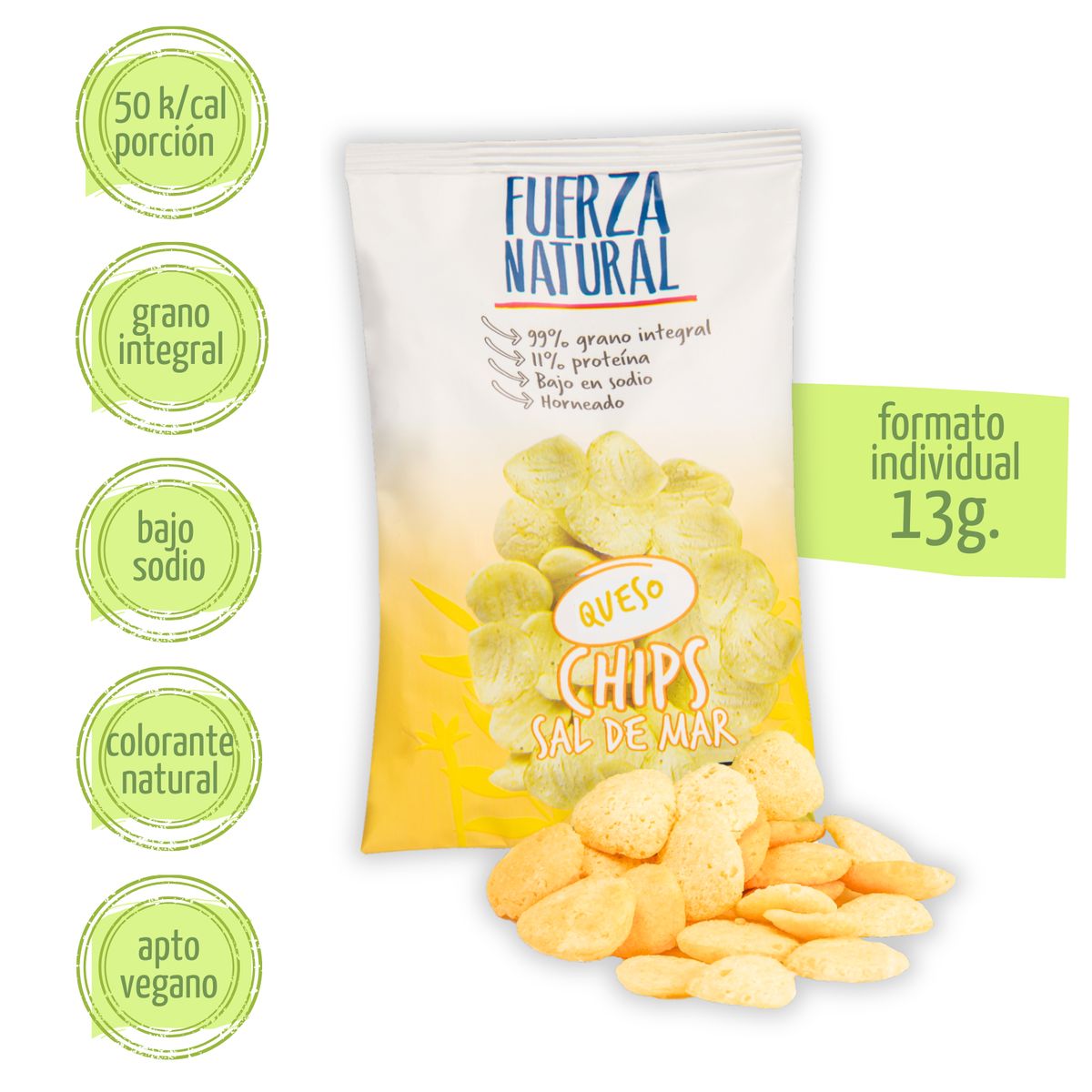 FUERZA NATURAL - Chips Sal de Mar Snack Saludable Fuerza Natural 13g - Amarillo