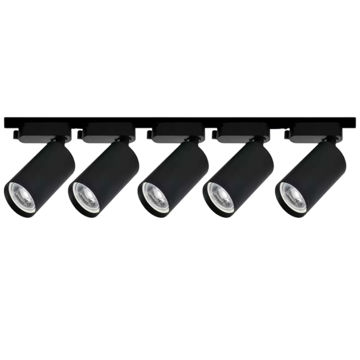 WANT - Lámpara 5 Focos Negros 35W con Riel de1 metro Luz Fría