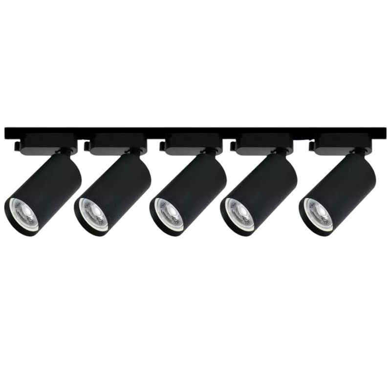 WANT - Lámpara 5 Focos Negros 35W con Riel de1 metro Luz Fría