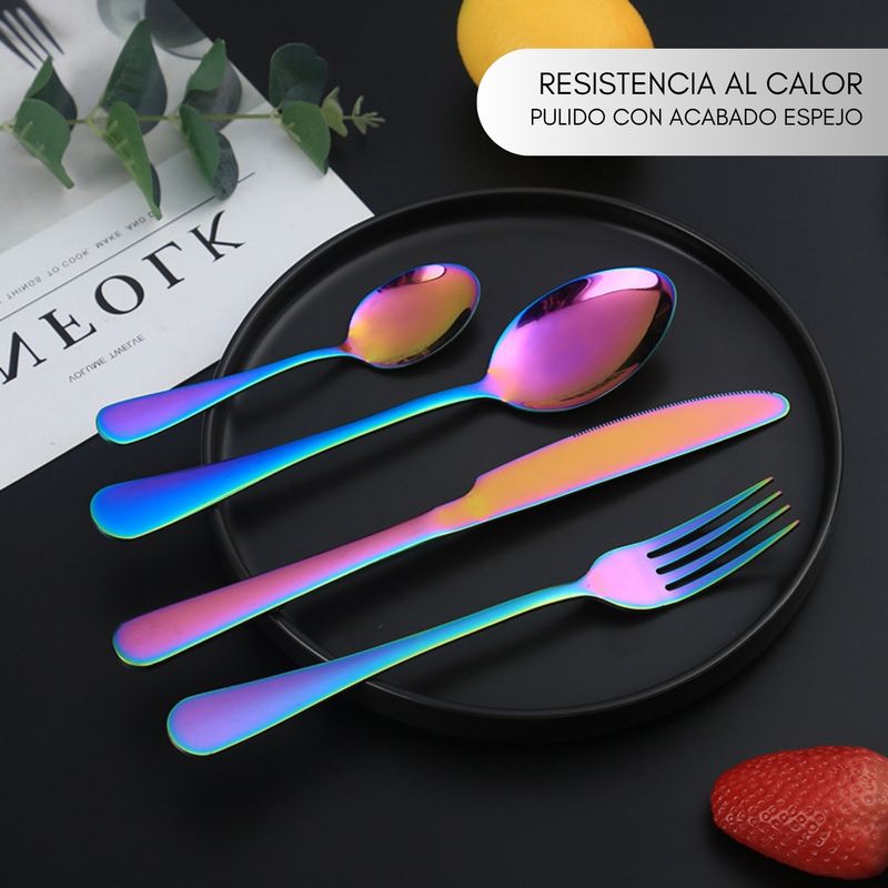 GENERICO - Set 24pc Cubierto Servicio Acero Inoxidable Tornasol  Caja