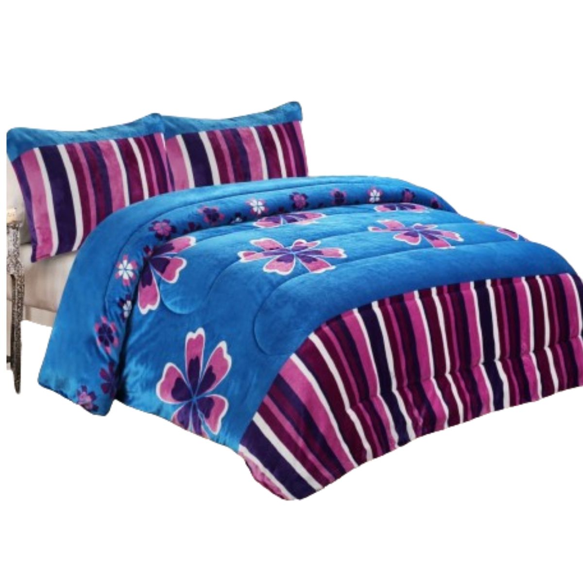 GENERICO - COBERTOR CON CHIPORRO AZUL FLOR  2 PLAZA TENG FEI