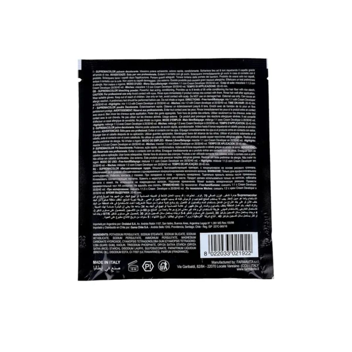 FARMAVITA - Decolorante Color Suprema Polvo 70g Aclara hasta 8 tonos