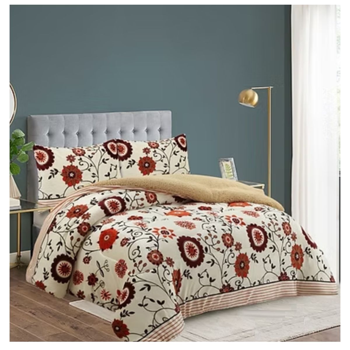 GENERICO - COBERTOR CON CHIPORRO BEIGE FLOR ESTRELLA  2 PLAZA GRAN SOL