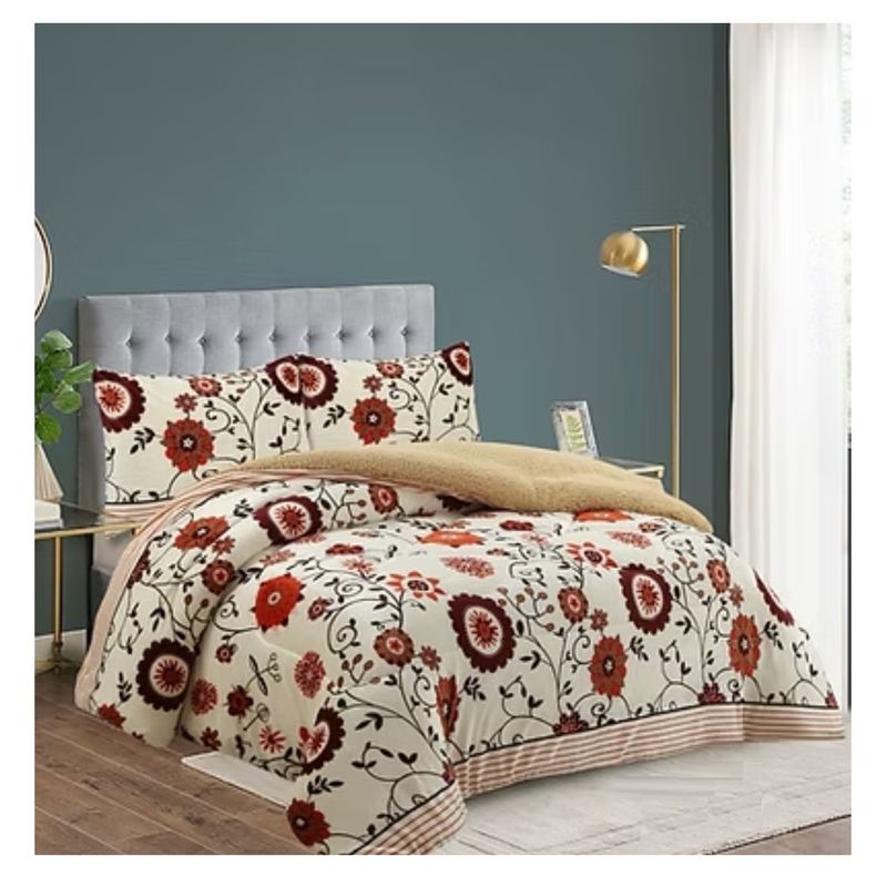GENERICO - COBERTOR CON CHIPORRO BEIGE FLOR ESTRELLA  2 PLAZA GRAN SOL