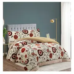 GENERICO - COBERTOR CON CHIPORRO BEIGE FLOR ESTRELLA 2 PLAZA GRAN SOL