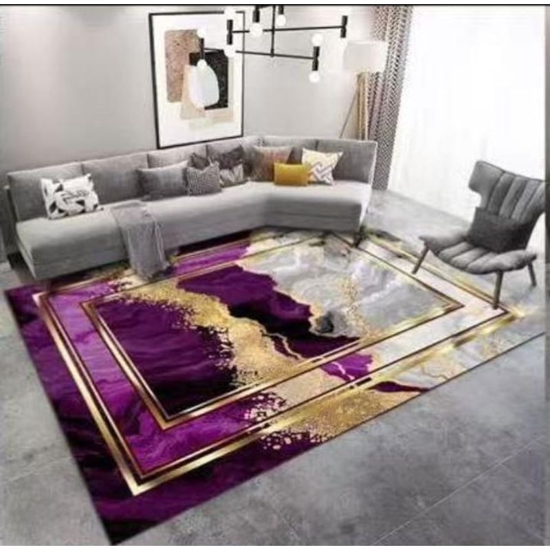 GENERICO - ALFOMBRA MEIPULIS 180X200 CON DISEÑO VIOLETA TEÑIDO ANTIDESLIZANTE