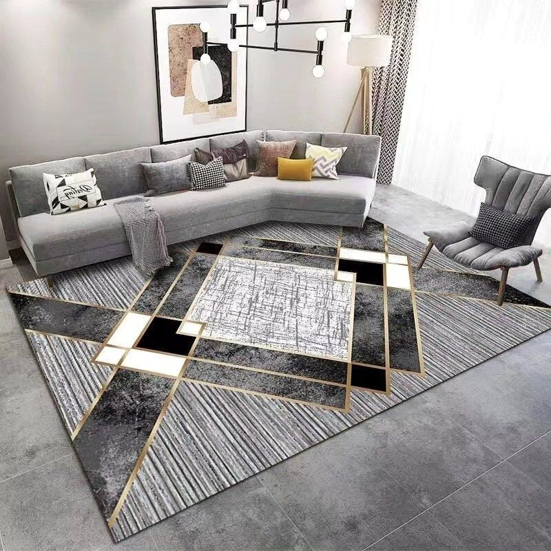 GENERICO - ALFOMBRA MEIPULIS 180X200 CON DISEÑO GRIS X  ELEGANTE ANTIDESLIZANTE