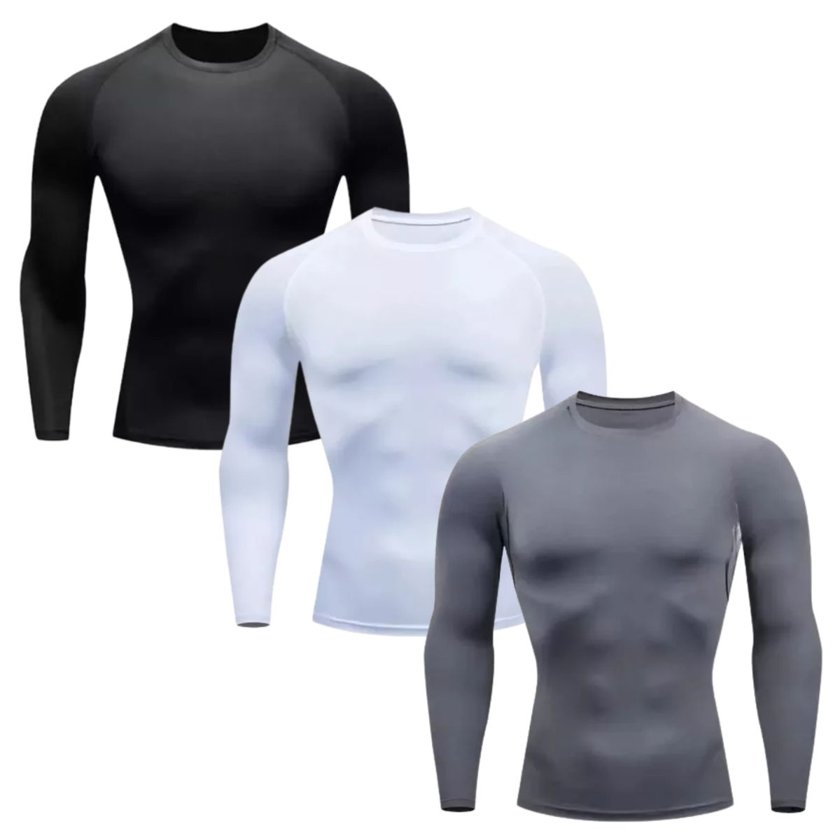 EKOL TACTICA MILITAR - Pack 3 Polera Primera Capa Compresión Sin Costuras Surtido