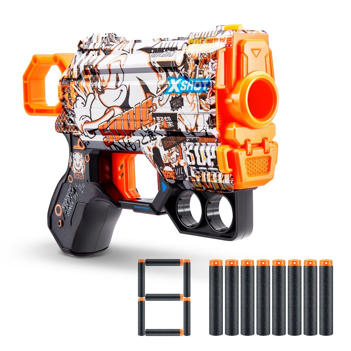 X-SHOT - Lanzador de dardos X SHOT Skin Menace 8 dardos colección