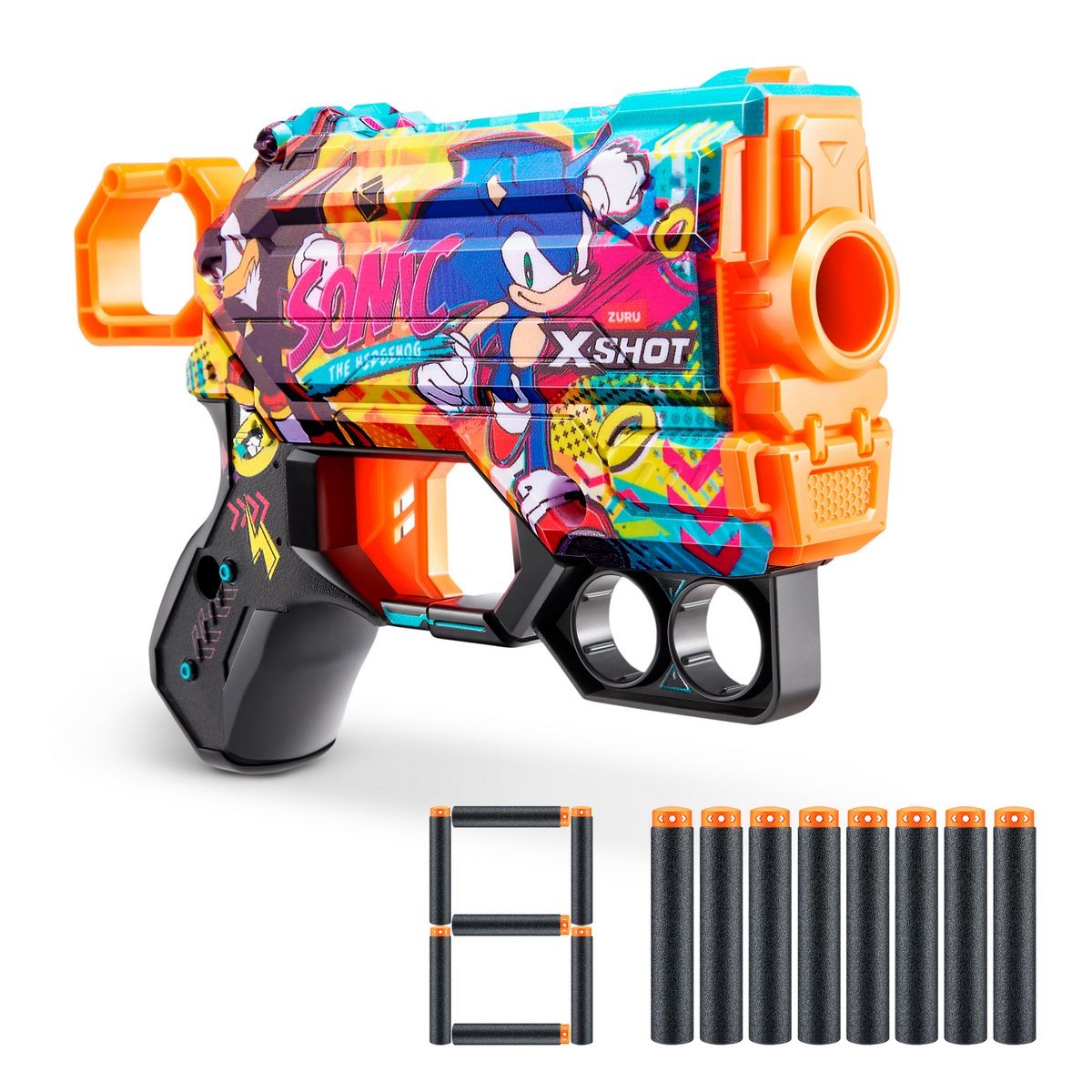 X-SHOT - Lanzador de dardos X SHOT Skin Menace 8 dardos de espuma