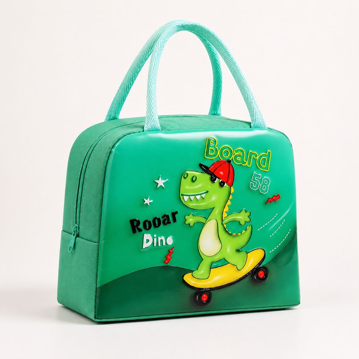 HOMESTAR - Lonchera térmica infantil verde con diseño de dinosaurio skater