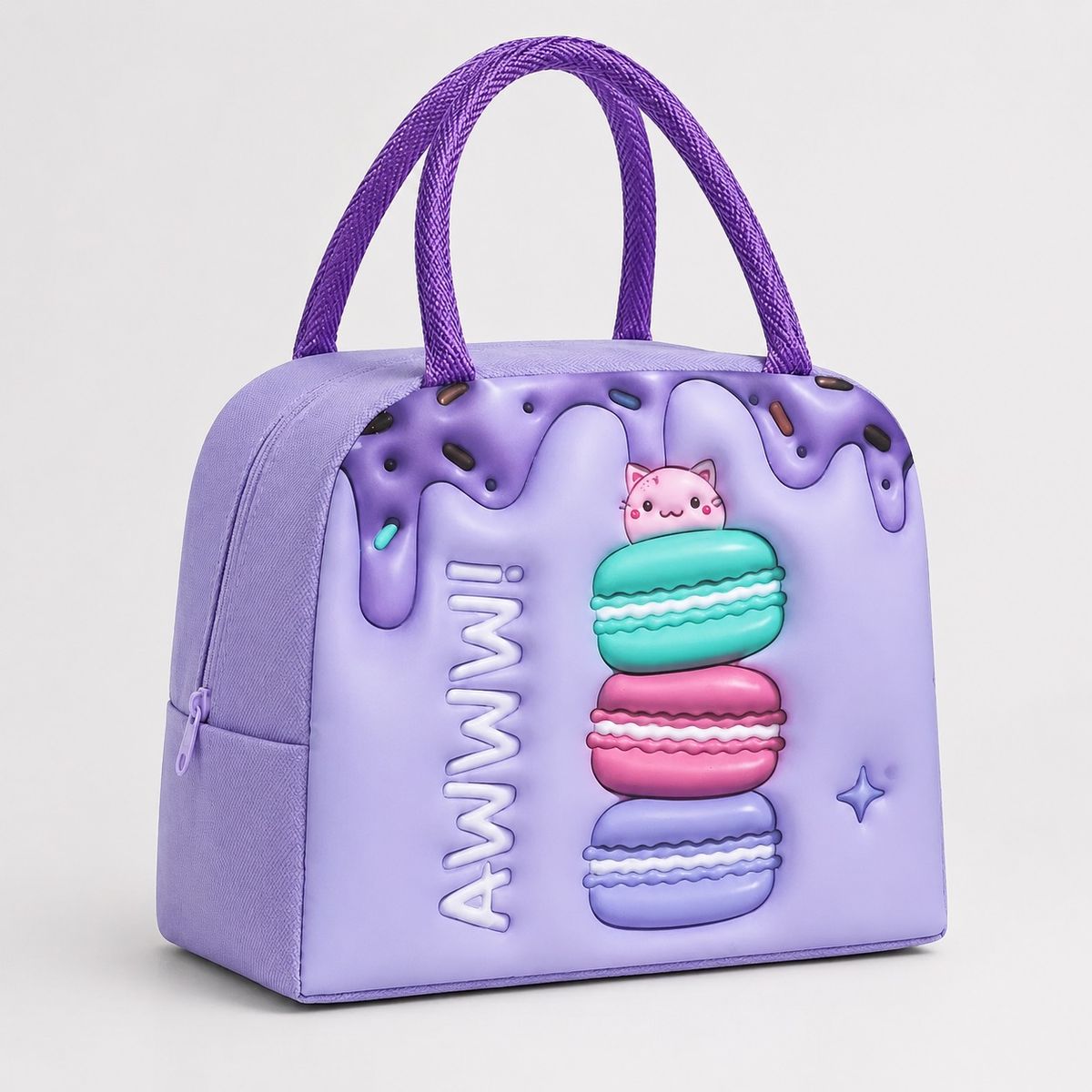 HOMESTAR - Lonchera térmica infantil lavanda macarons gatito