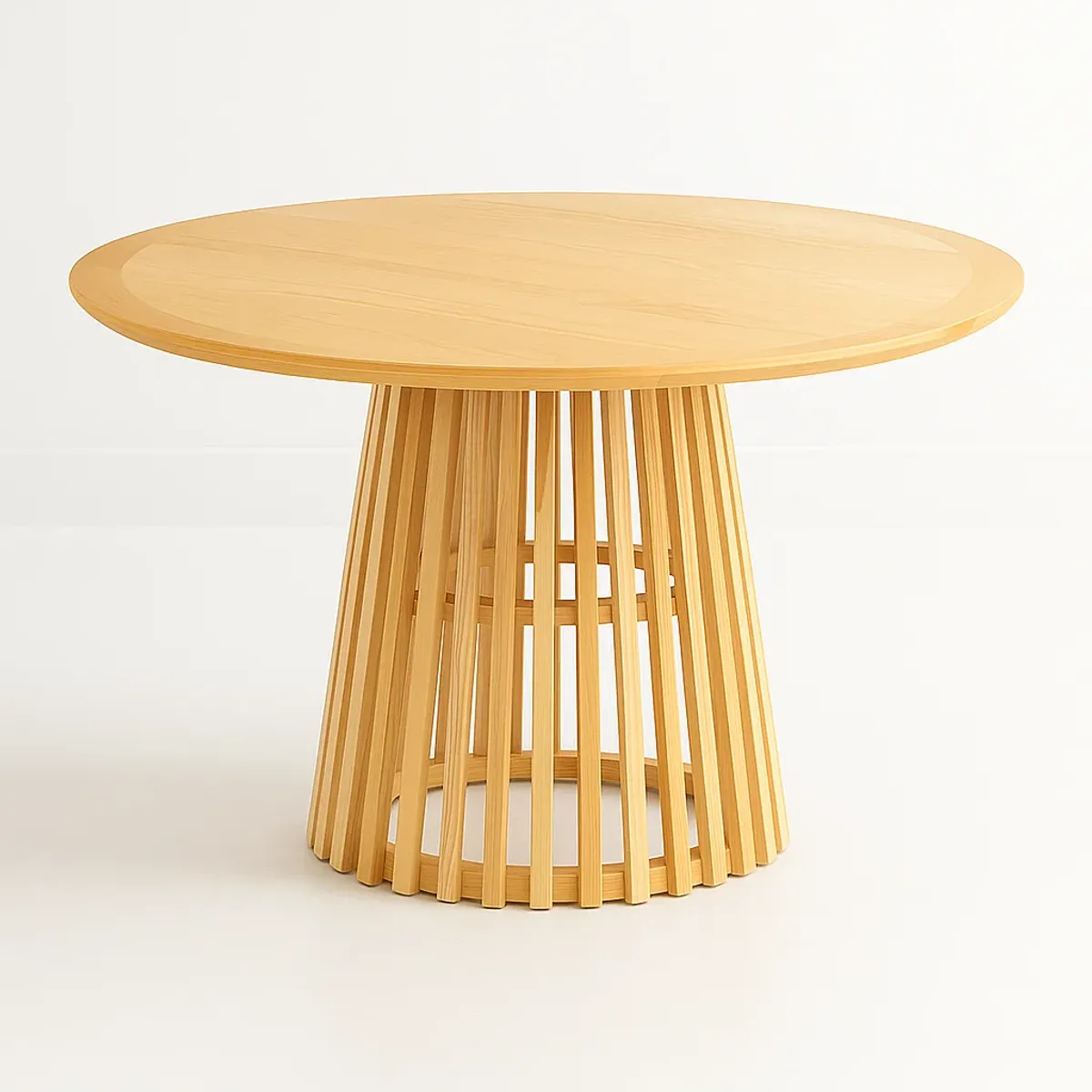 KLIK - Mesa Redonda de 120 cm Madera Natural con Base Estilo Rejilla - Café