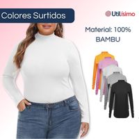 Pack 3 Camiseta Bambú Beatle Manga Larga Primera Capa Mujer Polera