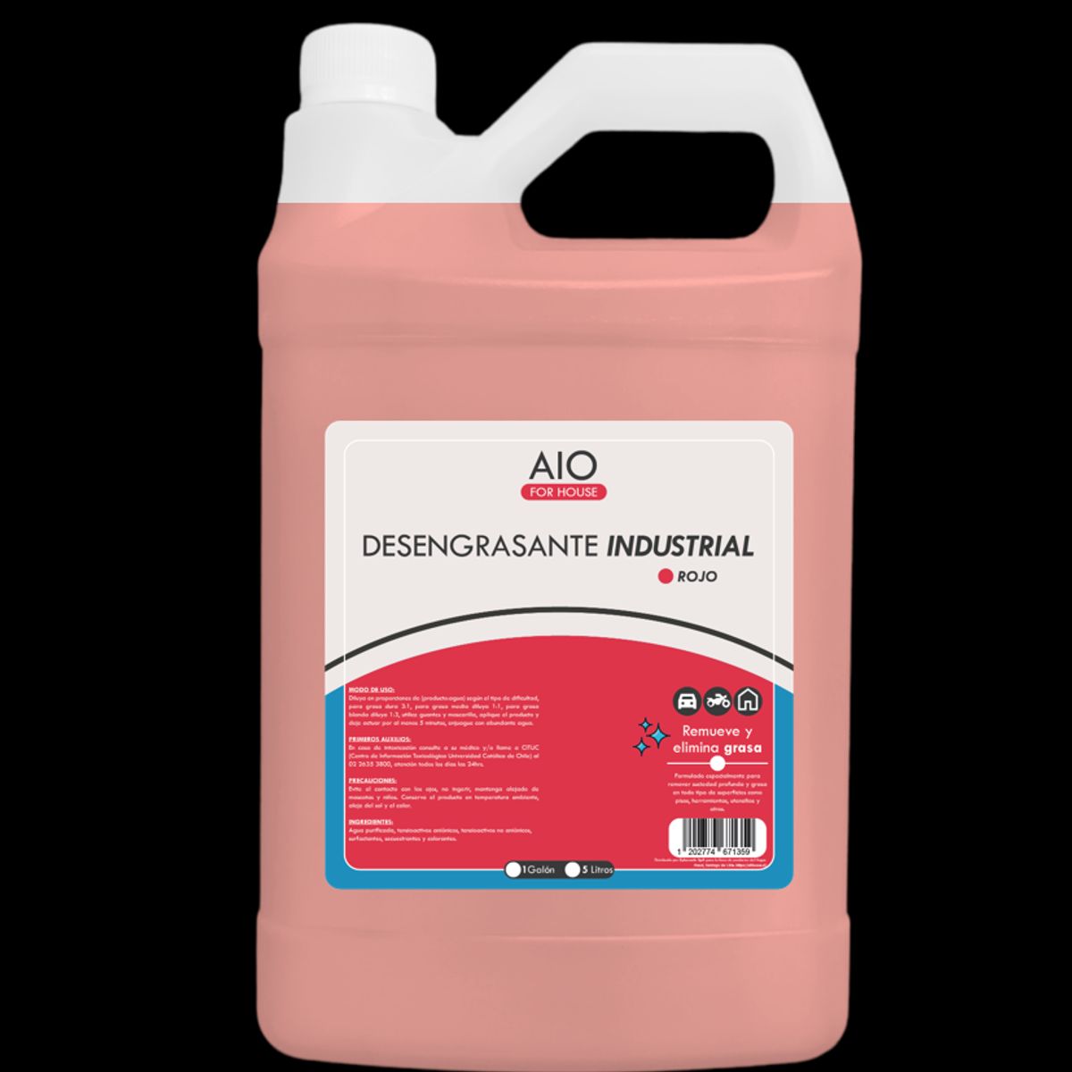 GENERICO - Desengrasante Industrial Rojo Concentrado Alto Poder 1 Galón