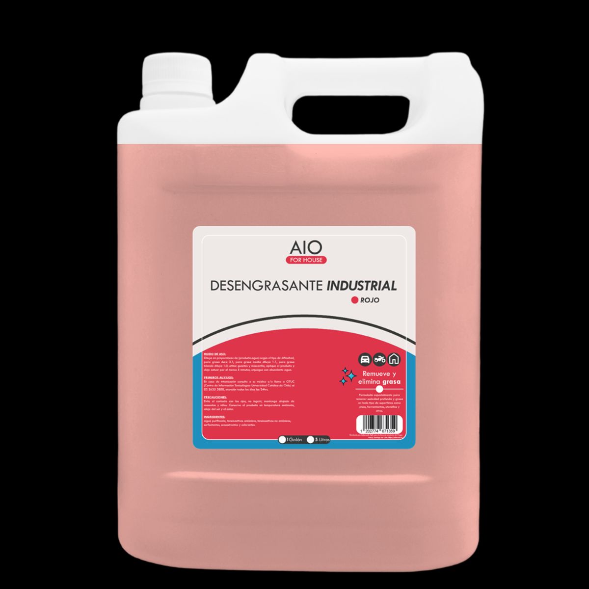GENERICO - Desengrasante Industrial Rojo Concentrado Alto Poder 5 Lts