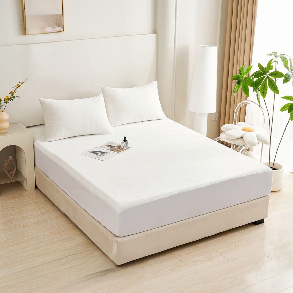 GENERICO - NUEVO CUBRE COLCHON PLUSH PROTECTOR IMPERMEABLE SUPER KING