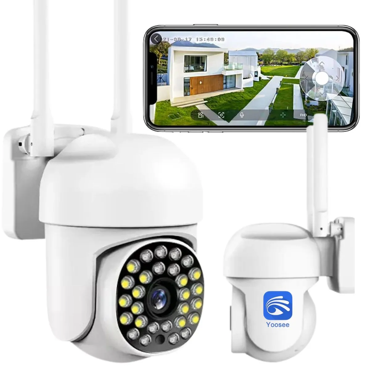 BAZUCA - Cámara Seguridad Exterior Wifi FullHD 1080p 2Mp 360° Vision Nocturna Ip Yoosee