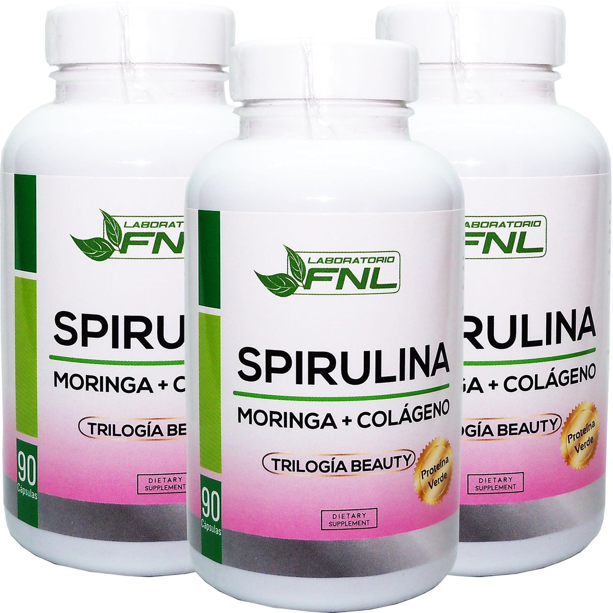 FNL - 3X FNL Spirulina + Moringa + Colageno 90 Capsulas