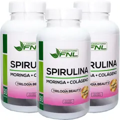 FNL - 3X Spirulina + Moringa + Colageno 90 Capsulas