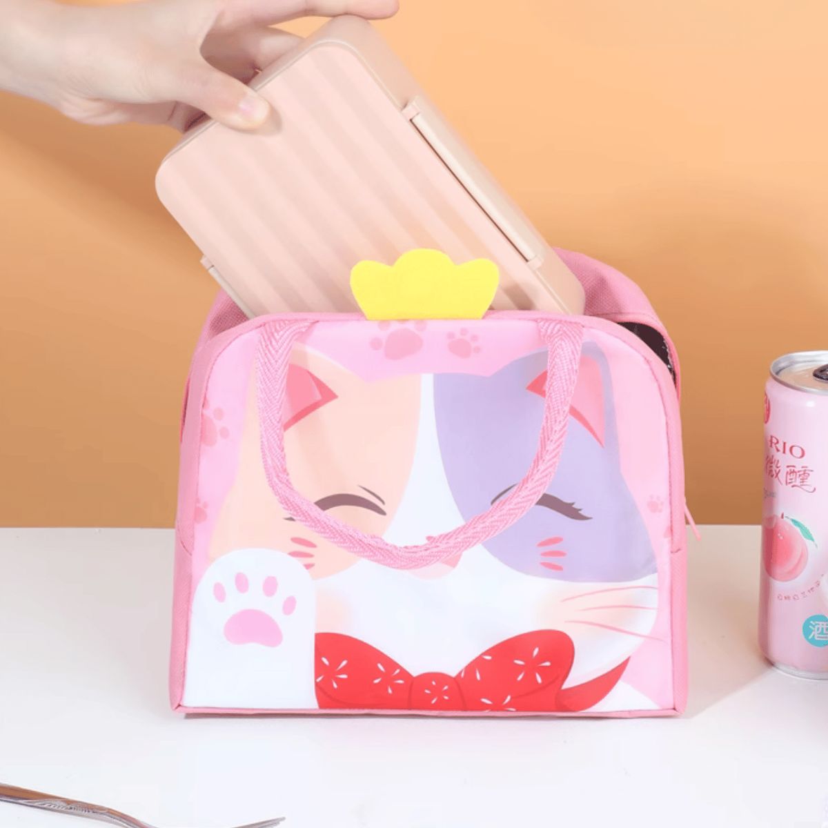 HOMESTAR - Lonchera Térmica Infantil Gato Rosa