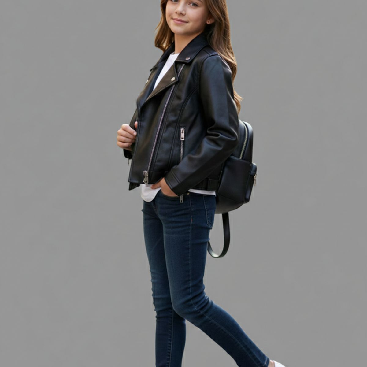 KIBOU - Chaqueta Biker Niños Ecocuero Premium Estilo Motociclista Urbana