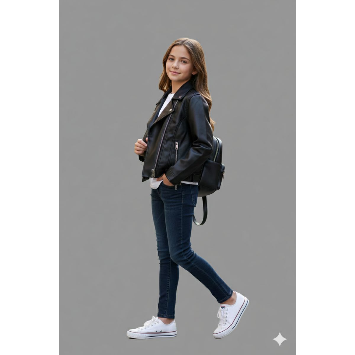 KIBOU - Chaqueta Biker Niños Ecocuero Premium Estilo Motociclista Urbana