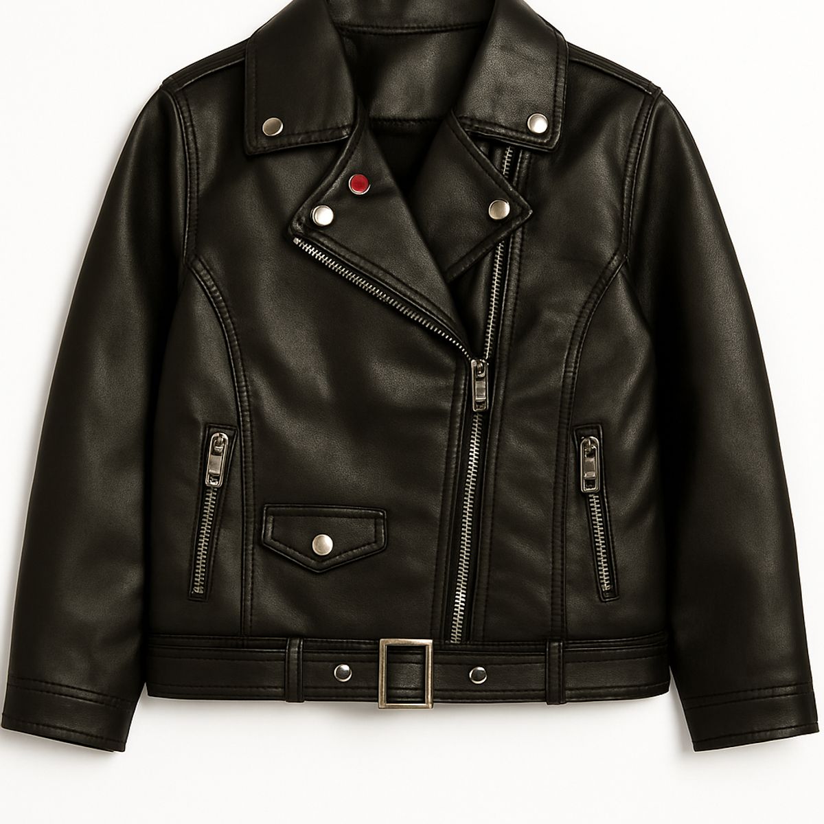 KIBOU - Chaqueta Biker Niños Ecocuero Premium Estilo Motociclista Urbana