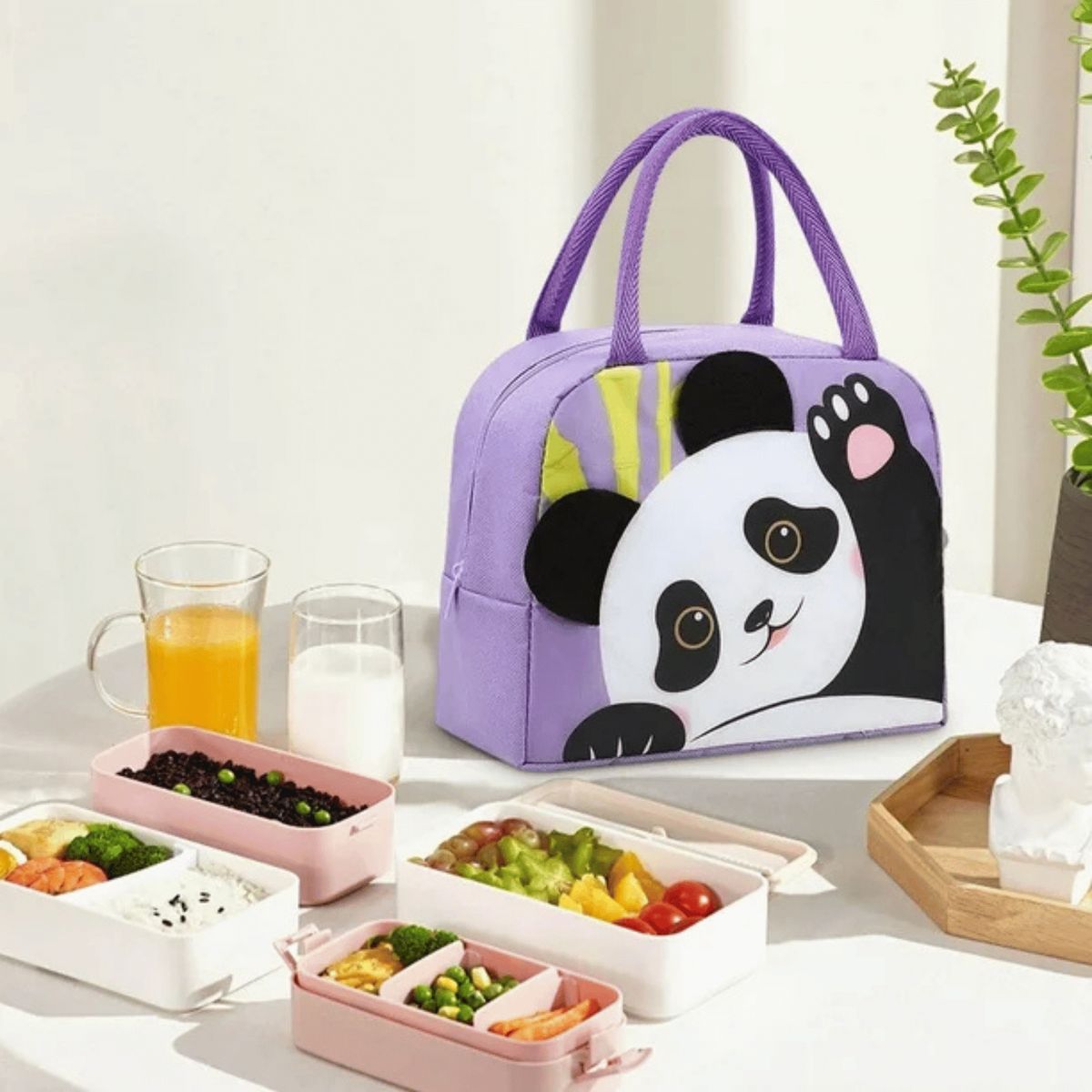HOMESTAR - Lonchera Térmica Infantil Panda Morado