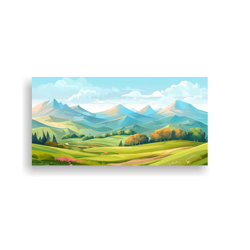 GENERICO - Paisaje De Montaña Colorido Y Limpio En Estilo 60x30 Cm