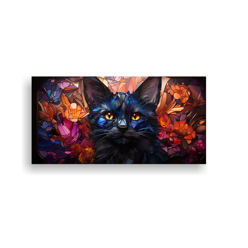 GENERICO - Vidriera Digital De Gato Lykoi En Pintura 100x50 Cm