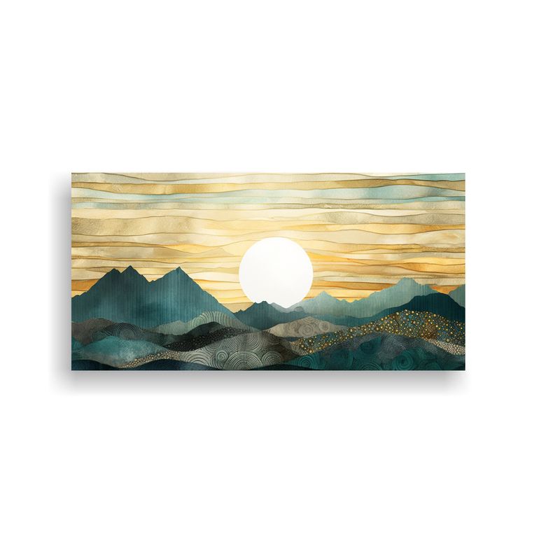 GENERICO - Pinturas Abstractas De Montañas En Tonos Verdes 80x40 Cm