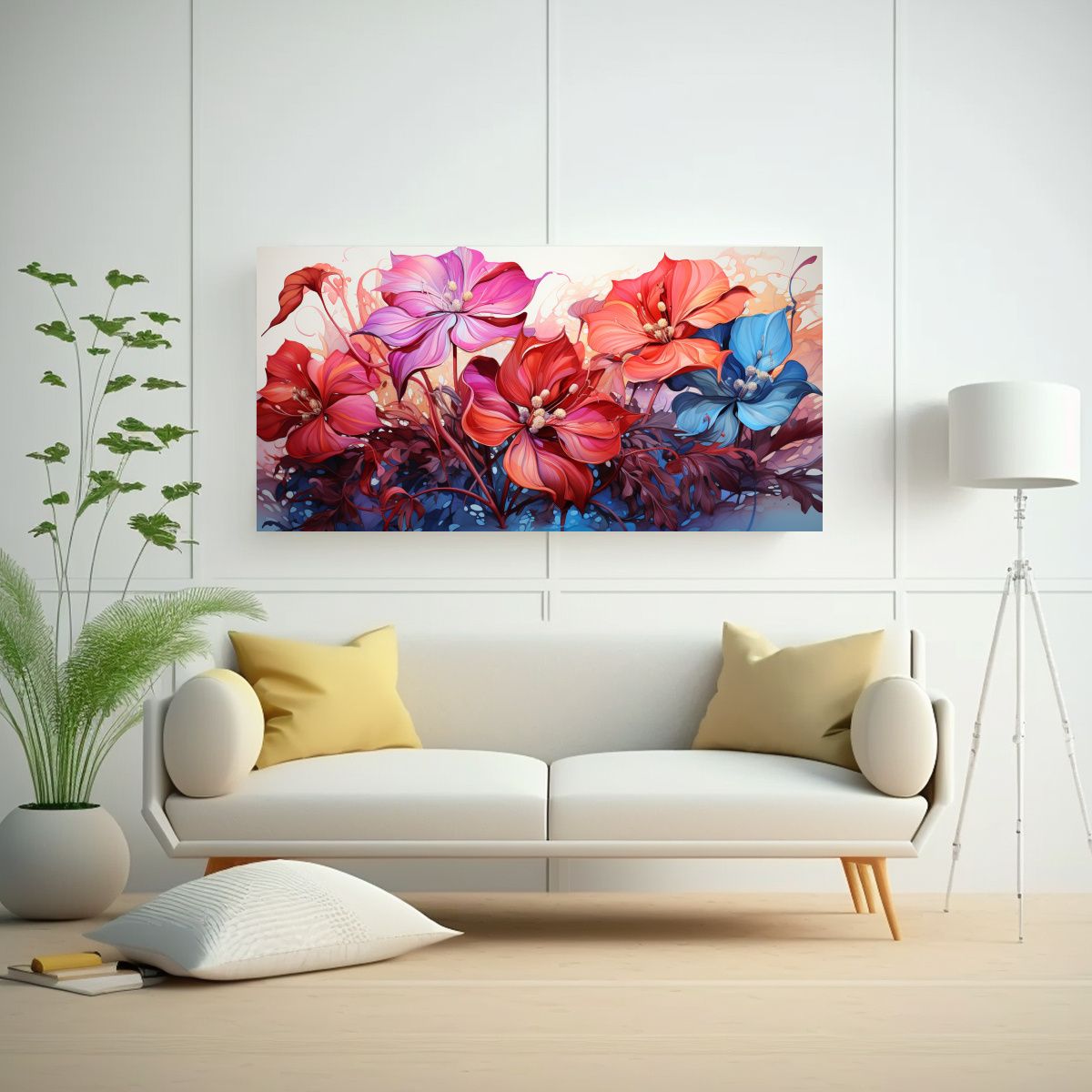 GENERICO - Cuadros De Decoración Estilo Neonoir Con Hojas 80x40 Cm