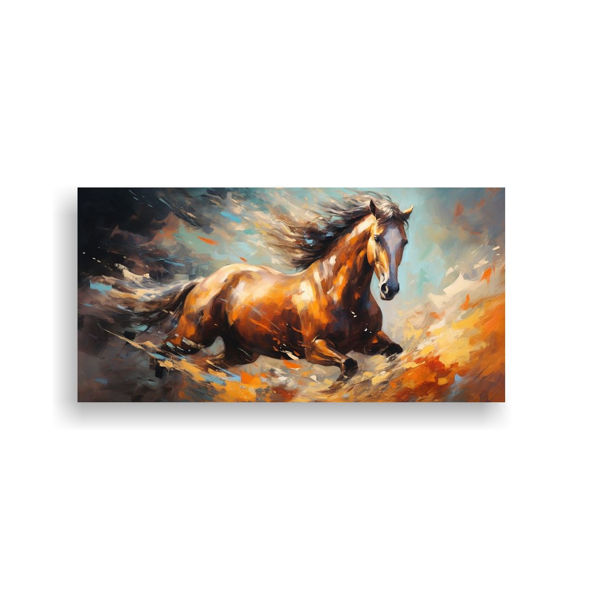 GENERICO - Cuadro Abstracto Colorido Caballo Pintura Al 80x40 Cm