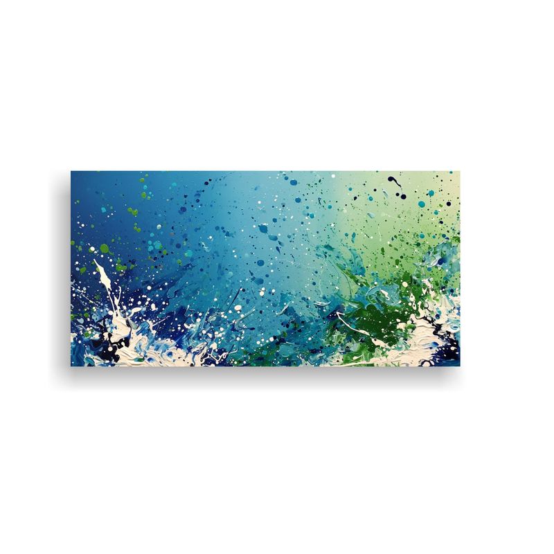 GENERICO - Cuadro Abstracto Armonía De Colores Azul Verde 60x30 Cm