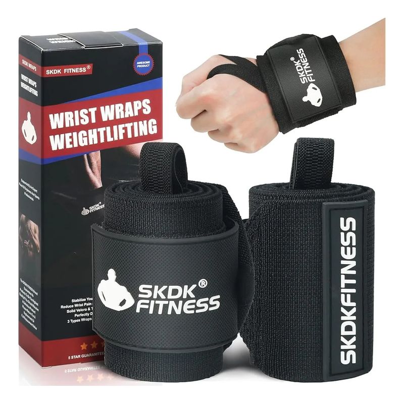 GENERICO - Muñequeras Gym Levantamientos De Pesas Negro