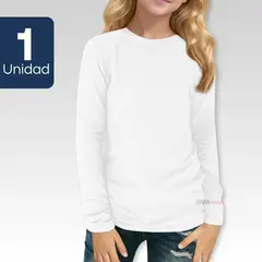 UTILISIMO - Camiseta Polar Manga Larga Primera Capa Niña Polera Blanco