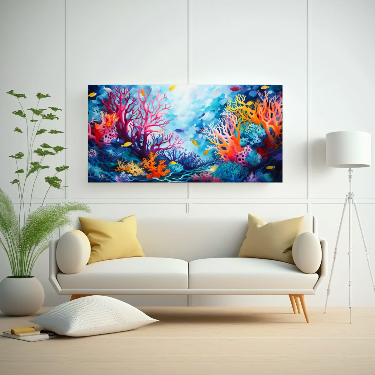 GENERICO - Cuadro Multicolor Vanguardia Coral Submarino 100x50 Cm
