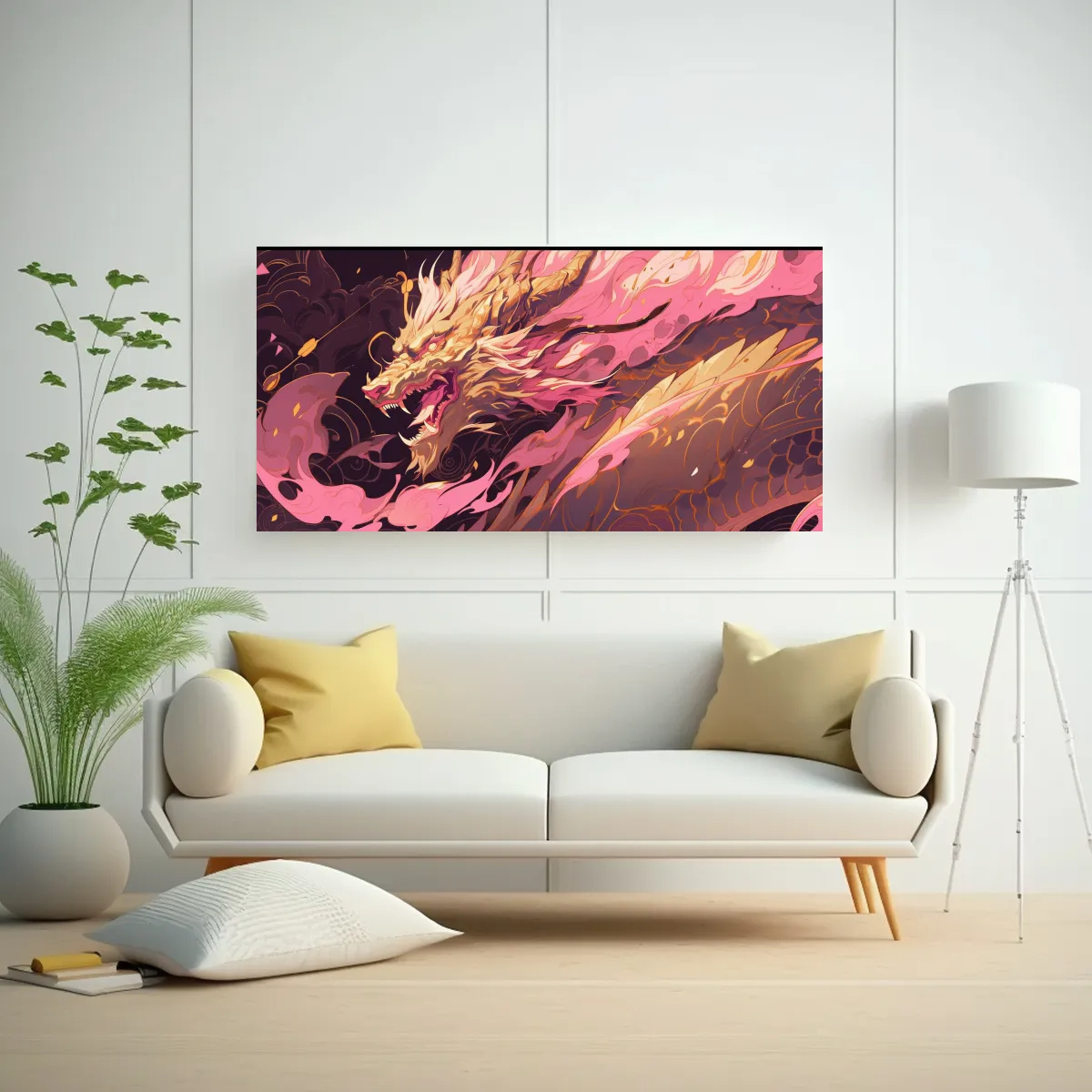 GENERICO - Pintura Decorativa Belleza Natural De Dragón En 100x50 Cm