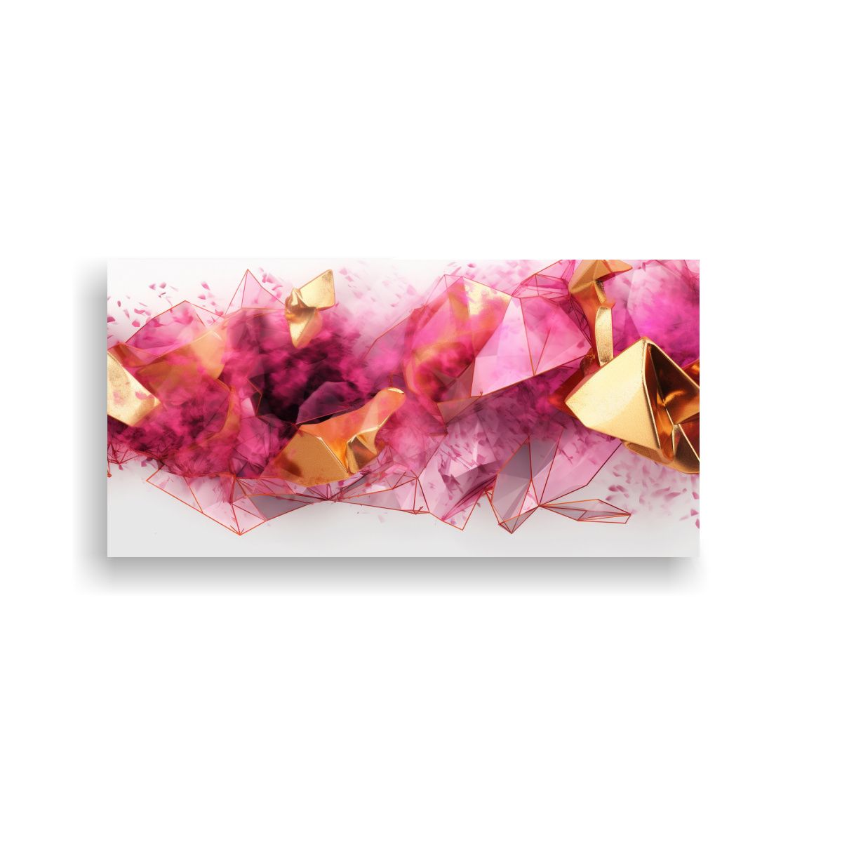 GENERICO - Cuadro Abstracto Rosa Y Dorado Movimiento Y 80x40 Cm