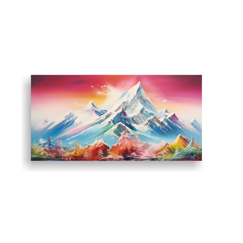 GENERICO - Pintura Decorativa Abstracta Montañas Nevadas 80x40 Cm