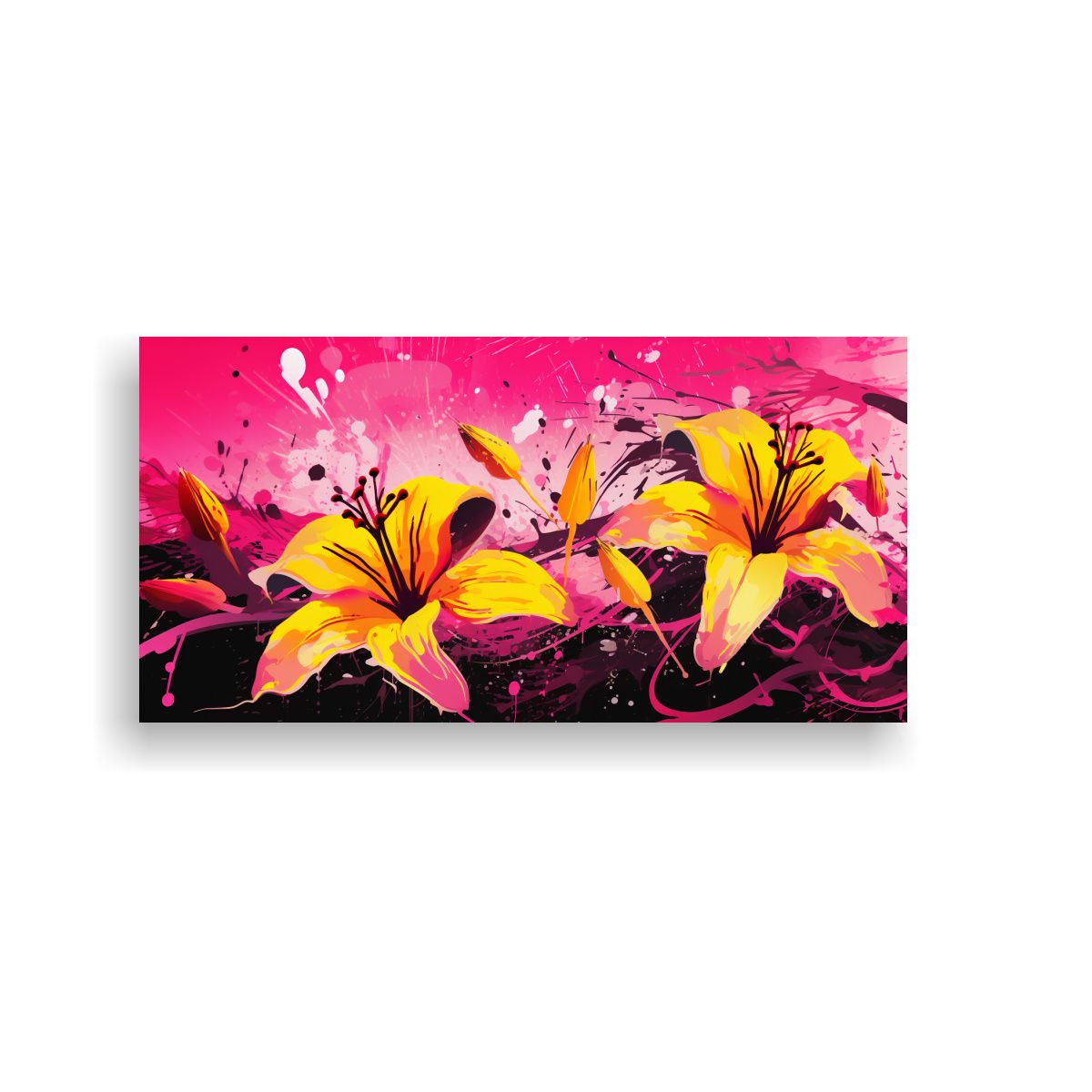 GENERICO - Arte De Pared Líneas Amarillas Y Rosas En Estilo 60x30 Cm