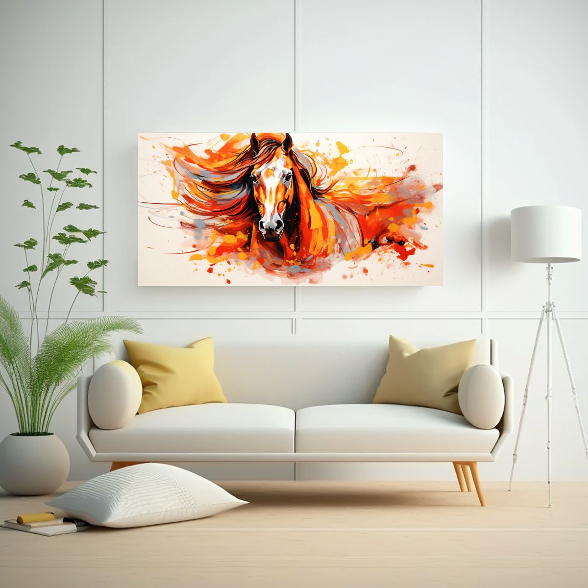 GENERICO - Pintura Decorativa De Caballo árabe En Rojo Y 80x40 Cm