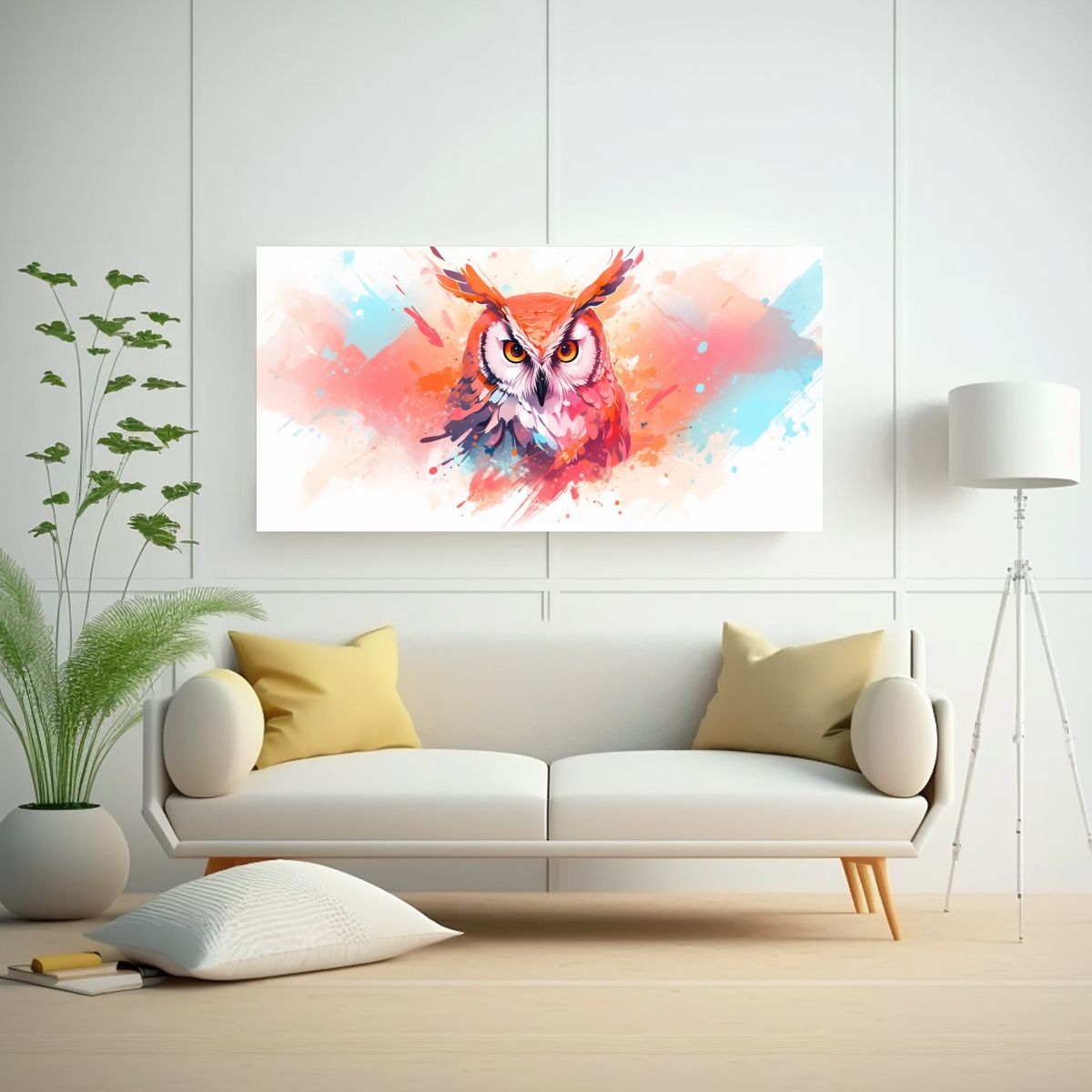 GENERICO - Cuadro De Lienzo Estética Búho En Colores 60x30 Cm