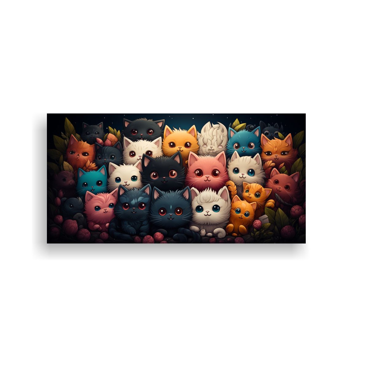 GENERICO - Imagen De Gatos Negros Para Estilo Kawaii En Tela 80x40 Cm
