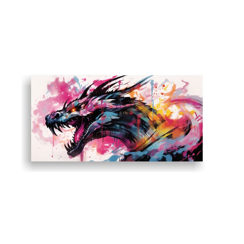 GENERICO - Lienzo De Tela Moderno Con Dragón En Ricos 80x40 Cm