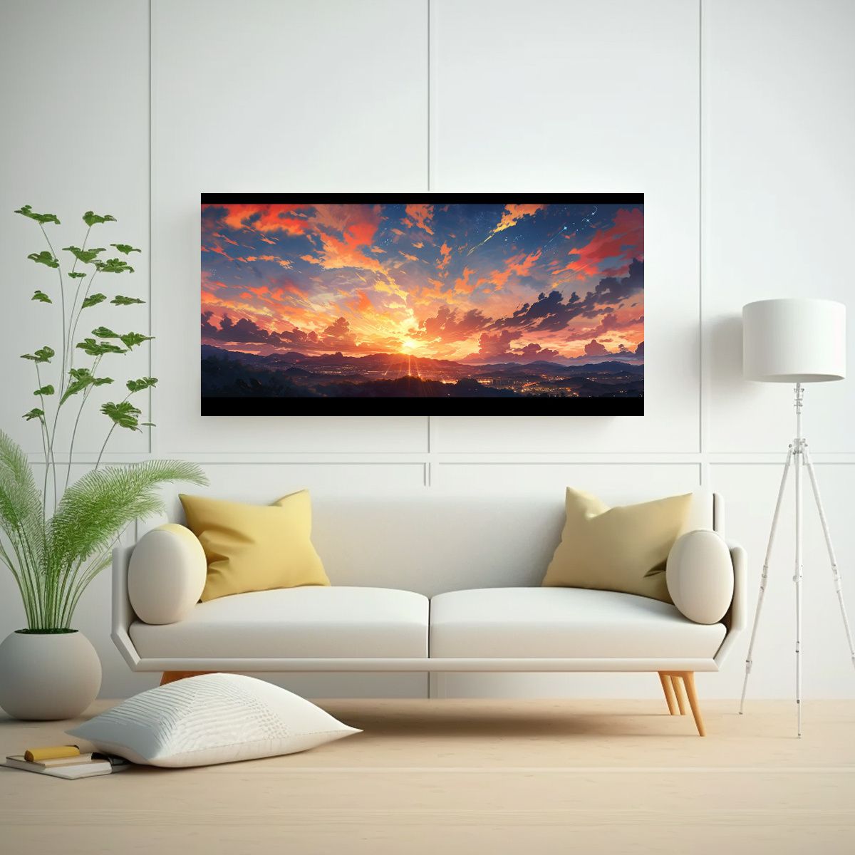 GENERICO - Pinturas Abstractas De Amaneceres Y Atardeceres 100x50 Cm